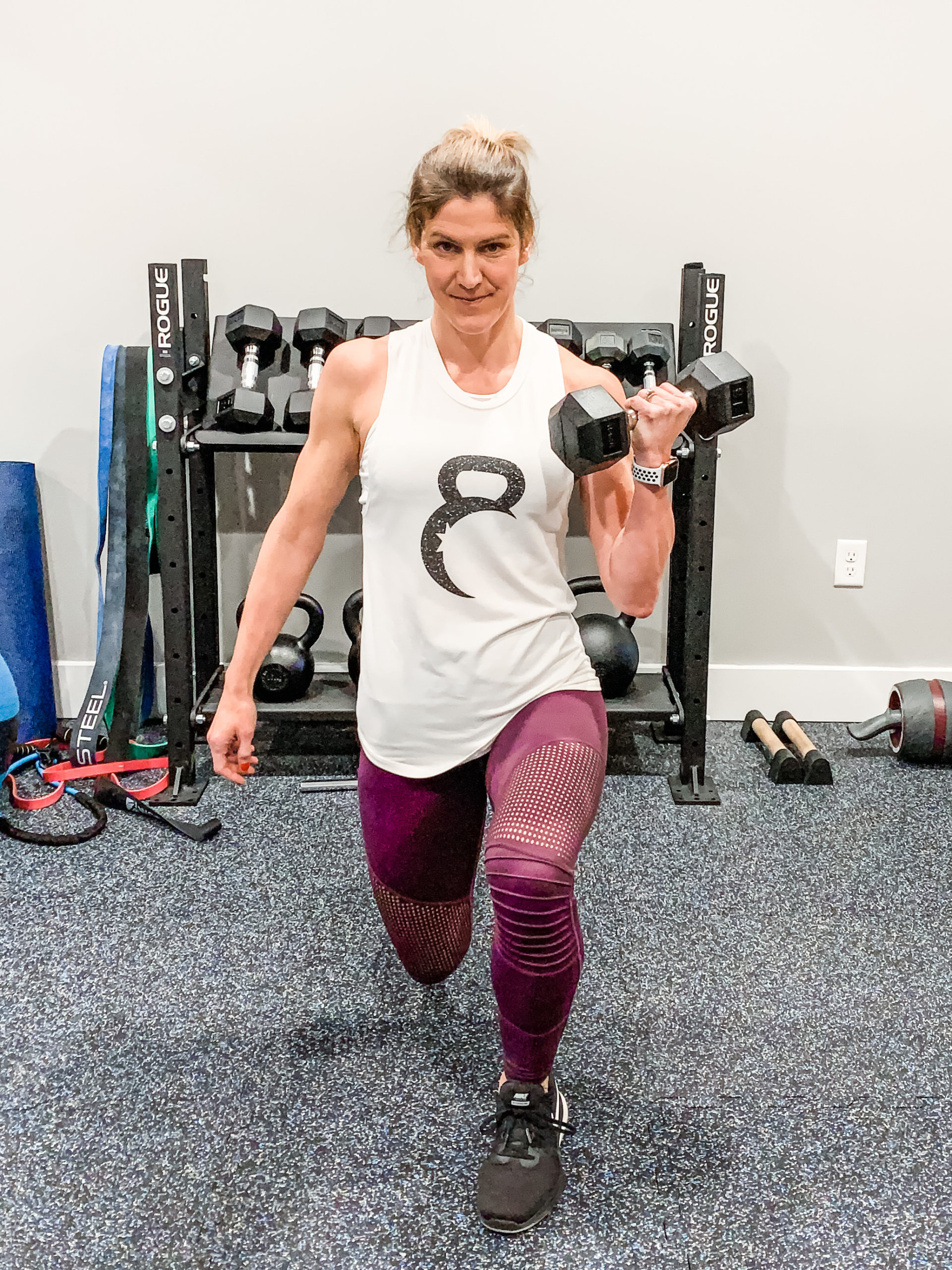 At-Home Circuit Workout - Split Lunge with Bicep Curl